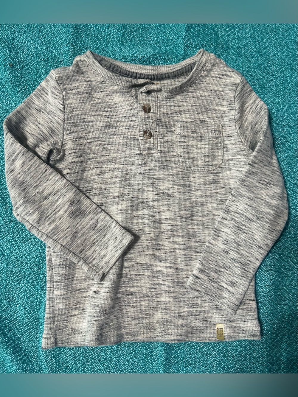 True Craft Boys' Long-Sleeve Henley Top in Heather Gray Boy’s Size 4T